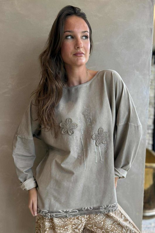 Original Hippie Sweatshirt Vintage Wash Mocha /40=